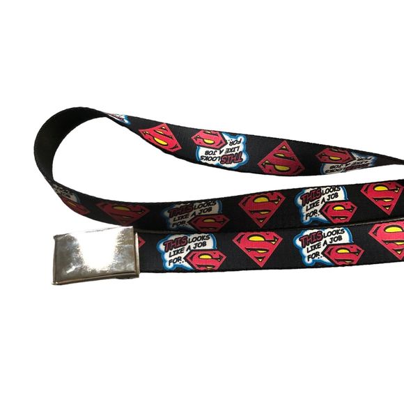 Superman DC Comics Belt, Buckle Down Web Belt, Adjustable, Seat Belt Style SZ 13 - Picture 3 of 11